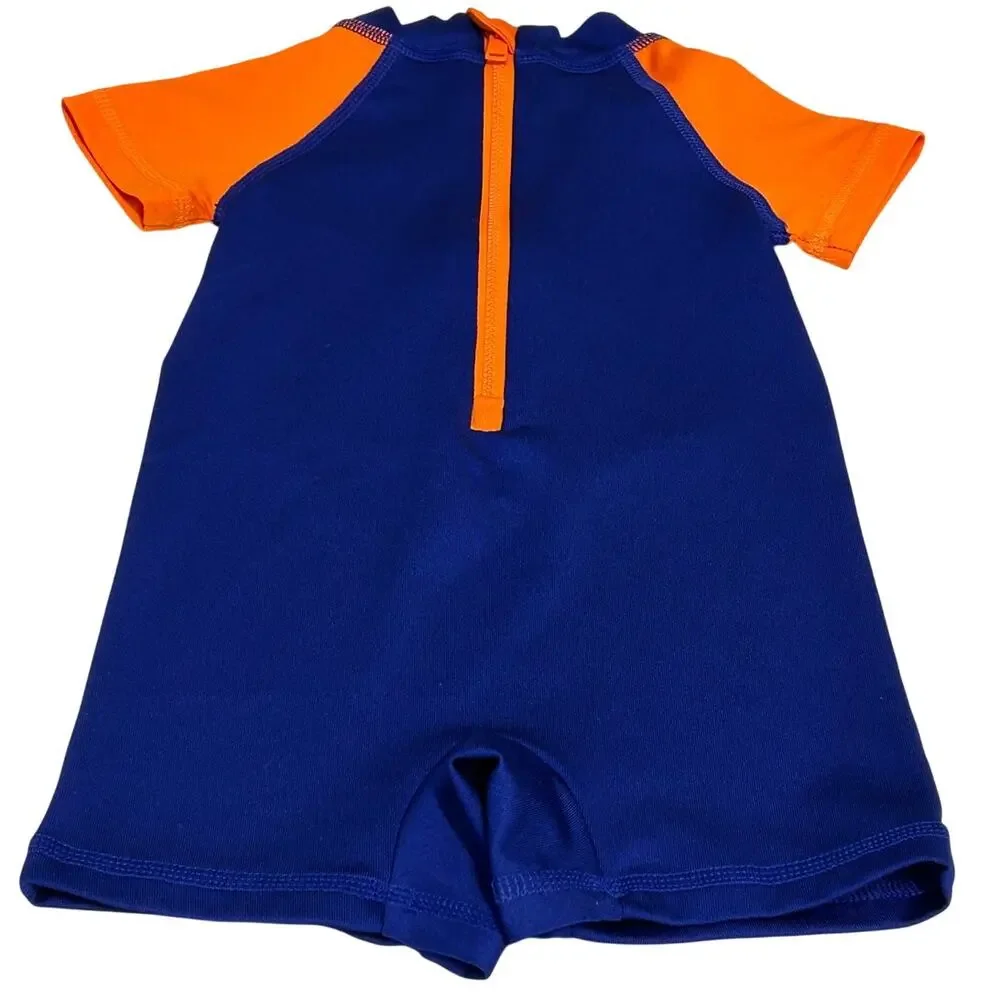 Ralph Lauren Kids blue & Orange Polo Bear Rashguard shortall 3-6 months